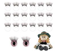 PH PandaHall 20pcs Doll Eyelashes Safety Eyelashes Black Eye Accessory Crafts Eyelash Plastic Stuffed Crochet Eye Lashes Doll Eyelash Tray for Amigurumi Puppet Teddy Bear Plush Animal