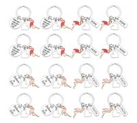 PH PandaHall 20pcs Flamingo Keychain, 4 Styles Inspirational Word Alloy Keychain Hope Faith Love Charms Keychains for DIY Craft Jewelry Making for Teacher Mother Women
