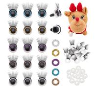 PH PandaHall 20PCS Glitter Safety Eyes with Eyelash, 5 Colors Plastic Craft Eyes Eyelashes Safety Eye Stuffed Animal Eyes for DIY Craft Amigurumi Puppet Teddy Bear Plush Animal Making