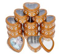PH PandaHall 20pcs Heart Shaped Tins Valentine's Day Box 6cm Flower Metal Tin Cans Empty Candy Tins Storage Box Container with Clear Window Lids for Gift Packaging Treasures Candies DIY Crafts