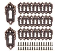 PH PandaHall 20pcs Keyhole Cover Plate Decorative Keyhole Escutcheon Plate Vintage Keyholes Decoration Lock Fittings with 40pcs Screw for Door Lock Cabinet Drawer Desk Furniture Hardware Repair