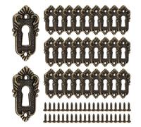 PH PandaHall 20pcs Keyhole Cover Plate Keyhole Escutcheon Plate Retro Key Hole Covers Decorative Lock Fittings with 40pcs Screw for Cabinet Door Desk Drawer Box Furniture Hardware, Antique Bronze