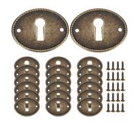 PH PandaHall 20pcs Keyhole Cover Plate Oval Keyhole Escutcheon Plate Decorative Eyelet Cover Lock Rosettes Antique Bronze Door Covers with 40pcs Screws for Cabinet Drawer Desk Boxes Furniture Hardware