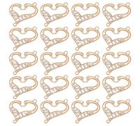 PH PandaHall 20pcs Love Heart Connector Beads, Golden Rhinestone Charms Love Connector Links Heart Shaped Pendant for DIY Craft Gift Mothers Day Birthday Bracelet Necklace Earring Jewelry Making