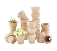 PH PandaHall 20pcs Mini Wood Flower Pots 1x1.1 Inch Natural Wooden Flower Pots BurlyWood Rustic Planters for Home Decor Christmas Birthday Gifts Plant Lovers Crafting DIY Projects