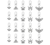 PH PandaHall 20PCS Moth Skull Keychains 5 Styles Butterfly Key Ring Halloween Goth Skeleton Insect Pendant with Swivel Clasps for Keys Purses Bags Accessories Cell Phone Decoration Car Present
