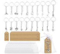PH PandaHall 20pcs Music Note Keychains Gift Set, Silver Music Pendant Sign Keychain with Organza Bags Paper Tags Musical Notes Party Favors Keychains for Party Decor Gifts Students