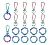 PH PandaHall 20pcs Rainbow Swivel Clasps Set, 10pcs Alloy Trigger Snap Hooks Lanyard Keychain Hook with 10pcs Spring Gate Rings for Keychain Lanyard Bag Pendant Purse Strap Keys Dog Leash