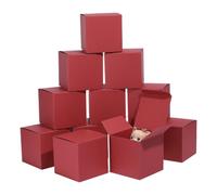 PH PandaHall 20PCS Red Gift Boxes 10x10x10cm Folding Kraft Paper Box Square Present Boxes with Lid Packing Cardboard Box Party Treat Gift Jewellery Storage Case for Graduation Wedding Gift Packaging