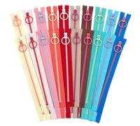 PH PandaHall 20pcs Resin Zippers with #3 Lifting Ring Pulls 10 Colour Nylon Plastic Bulk Zippers Separating Jacket Zipper Close-end for Sewing Craft Bags Garment Clothing, 9inch/11.8inch