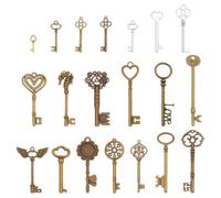 PH PandaHall 20pcs Skeleton Keys Replacement Tibetan Style Key Charms Hollow Skeleton Keys Kit Vintage Keys for Antique Dresser Chinese Cabinet Antique Furniture and Old Style Cabinets