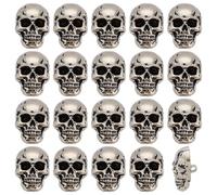PH PandaHall 20pcs Skull Button Skeleton Head Shank Button Embellishments Buttons Decoration Punk Style Skulls Sew on Buttons for Clothing Bags Hats Brooches Craft Accessory, Antique Silver