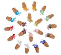 PH PandaHall 20pcs Small Cork Plugs, 29x6.5mm Cork Stoppers with 10 Colors Crystal Beads Mini Wine Bottle Corks Stoppers Replacement Stopper Corks Charm for Bar DIY Crafts Storage Accessories