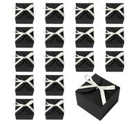 PH PandaHall 20PCS Square Gift Boxes Black Foldable Gift Box 12x12x9cm Paper Present Boxes with Ribbon Party Treat Box for Father's Day Graduation Wedding Birthday Christmas Party Favors