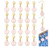PH PandaHall 20pcs Stitch Markers Crochet Markers 0-9 Number Charms Enamel Counting Charm Row Counter Multifunctional Knitting Tool for Stitches Crocheting 27mm, Pendant: 15mm, Pink
