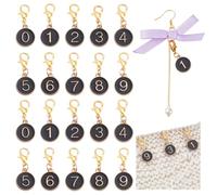 PH PandaHall 20pcs Stitch Markers Crochet Markers Knitting Progress Marker Row Keeper Enamel Counting Charm for Stitches Crocheting Knitting Tool 0-9 Number Charms 27mm, Pendant: 15mm