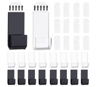 PH PandaHall 20pcs Vinyl Record Wall Mount Display Vinyl Shelf Acrylic No Drill Storage Shelf for CD Album Covers Single LP Listening Card Collection Display Home Wall Decoration, Black/Clear