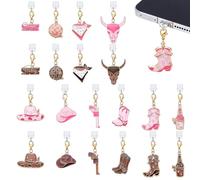 PH PandaHall 20pcs Western Dust Plug Charms 2 Colours Cowboy Type C Dust Plug Charms, 1.4~2.36 inch Enamel E-Reader Charm Accessories Gift for Book Lovers Students Teachers Friends