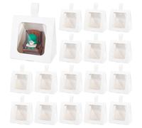 PH PandaHall 20PCS White Gift Boxes 3.9x2.5x3.9inch Clear Window Goodies Boxes with Handle Gable Paper Box Cardboard Storage Gift Case Party Favor Box for Gifts Packaging Wedding Party Birthday