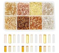 PH PandaHall 2120pcs Yellow Seed Beads, 4mm/6mm Glass Bugle Beads Embroidery Bead for Earrings Bracelets Necklaces Waist Chain Jewellery Making, Hole:1mm