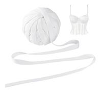 PH PandaHall 22 Yards Corset Boning Underwire Casing Channeling Ribbon Fabric Covered Boning for Corset Busk Hollow Webbing Garment Making Supplies for Sewing Handicrafts 3/8" Wide, White