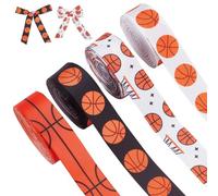 PH PandaHall 22mm Basketball Ribbons, 4 Styles Grosgrain Ribbon Sports Ball Ribbon Polyester Ball Crafts Ribbon Sports Hair Ribbon for Gift Wrapping, Crafting, Sewing, Party Decor, 18.3m