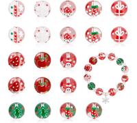 PH PandaHall 22pcs 11 Styles Christmas Lampwork Beads Round Snowman Bead Santa Claus Snowflake-Beads Colorful Glass Bead Handmade Loose Beads for Winter Bracelets Gifts DIY Craft Christmas Holiday