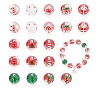 PH PandaHall 22pcs 11 Styles Christmas Lampwork Beads Round Snowman Beads Santa Claus Snowflake Beads Colorful Glass Beads Handmade Loose Beads for Winter Bracelets Gifts DIY Craft Christmas Holiday