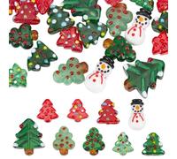 PH PandaHall 22pcs Christmas Tree Lampwork Glass Beads 9 Styles Red Green Christmas Pine Tree Bead, Xmas Themed Snowman Beads for Earring Bracelet Jewellery Making Garland Decoration, 16~27mm