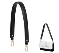 PH PandaHall 23 inch Genuine Leather Purse Strap Black Replacement Purse Strap, Short Leather Bag Handle Handbag Strap with Clasps for Handbag Tote Underarm Bag Shoulder Bag Making