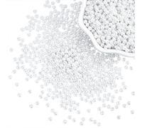 PH PandaHall 2300pcs Glass Beads 3mm Round Loose Spacer Beads Tiny Pearl Imitation Beads Waist Beads for Earring Necklace Bracelet Hair Accessory Weeding Vail Gloves Dresses, 1~1.5mm Hole White