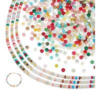 PH PandaHall 235pcs Natural Stone Beads Semi Gemstone Bead Strands Disk Stone Beads Rondelle Amazonite Bead for Jewellery Making DIY Craft Necklace Bracelets 4-5x2-2.5mm
