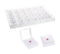 PH PandaHall 24 Grids Gemstone Display Box with 24pcs 4cm Square Cases Transparent Window Show Case White Sponge Inside Organizer Cases Diamond Conrainers for Collectibles Crystal Small Item Gem