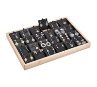 PH PandaHall 24 Grids Stackable Jewellery Trays Jewellery Display Tray Necklace Display Holder Earring Storage Organizer with Removable Dividers for Rings Bracelet Pendant Vendor Showcase, Black
