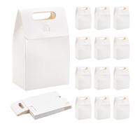 PH PandaHall 24 Pack White Paper Gift Boxes Goodies Favor Boxs Party Treat Boxes Party Treat Boxes with Handles Kraft Party Favor Boxes for Valentine's Day Wedding Christmas Party, 9.5x15x5.8 cm