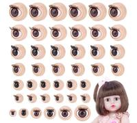 PH PandaHall 24 Pairs 3D Simulated Eyes 6 Styles Half Round Eyeball with Eyelash Amigurumi Cartoon Movable Eye Puppet Stuffed Simulated Eyeball for Tedding Puppet Bear Stuffed Animal, Brown