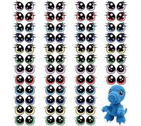 PH PandaHall 24 Pairs Felt Eyes Appliques for Crochet Animals Round Oval Safety Eyes with Lashes Amigurumi Stuffed Animal Mixed Colours Craft Sewing Patches DIY Puppet and Plush Animal Making Supplies