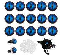 PH PandaHall 24 Sets Glow in The Dark Safety Eyes, 10mm Eye Cabochons Dragon Eye Blue Luminous Plastic Safety Craft Eye Crochet Eyes Safety Eye with Washers for Crochet Stuffed Animal Teddy Bear Decor