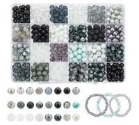 PH PandaHall 24 Styles 720pcs Black White Glass Bead 8mm Round Crystal Beads Frosted Bead Painted Crackle Transparent Beads for Ramadan Jewellery Making Bracelets Necklaces DIY Craft