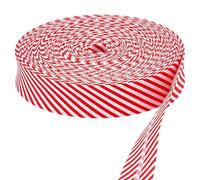PH PandaHall 24 Yards Single Fold Bias Tape Red White Stripe Ribbons 2cm Polyester Single Fold Binding for Sewing Piping Binding Hemming Apparel Making Hair Bows Scrapbooks Headbands