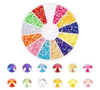 PH PandaHall 2400pcs Nail Rhinestones 12 Colours Flatback Gems for Crafting Jelly Crystals Ab Color Rainbow Gems for Nail Arts Makeup Clothes Shoes DIY Crafts Jewellery Making, 3mm