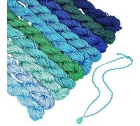 PH PandaHall 240m Blue Green Nylon String 1mm Braided Beading Cord Kumihimo Macrame Thread String for Jewellery Making Bracelet Necklaces DIY Craft