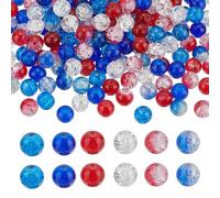PH PandaHall 240pcs 10mm Red, White, Blue Glass Beads for DIY Jewelry Making