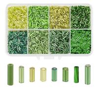 PH PandaHall 2488pcs 8 Green Colours Glass Seed Beads 4mm Tube Beads Mini Spacer Beads Craft Beads Crystal Beads for St Patrick's DayJewellery Making Accessories Home Decorations Hole: 0.8/1mm