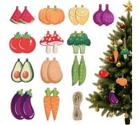 PH PandaHall 24pcs 12 Styles Christmas Tree Wooden Hanging Ornaments Wood Fruit Watermelon Lemon Potato Slices Colourful Hanging Tag Embellishment with Cord for Crafts Xmas Tree Wreath Fireplace Decor