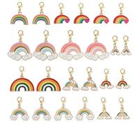 PH PandaHall 24pcs 12 Styles Rainbow Pendant Charms Clip on Enamel Charms Enamel Rainbow Pendants with Clasps for Crochet Knitting Jewellery Making Crafts Keychain Earring Necklace Decoration Gifts