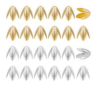 PH PandaHall 24pcs 2 Colors Flower Bead Caps 4-Petal Flower End Cap Metal Tassel Caps Golden Silver Floral Bead Cap for Tassel Jewellery Making Earrings Necklaces Bracelet DIY Crafts Home Decoration