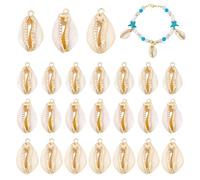 PH PandaHall 24pcs 3 Styles Cowrie Shell Pendants, 14~28mm Electroplated Shell Charms Beach Seashells Charms Summer Sea Pendant with Hole for Summer Jewellery Bracelet DIY Craft Halloween