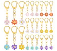 PH PandaHall 24pcs 6 Colors Enamel Keychain Charms, Aesthetic Daisy Flower Keychains Bulk Cute Bag Charms Ring Pendant DIY Jewellery Making Supplies for Handbag Earphone Case Backpacks Purse Car Keys