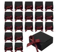 PH PandaHall 24pcs Black Gift Boxes Square Present Box Paper Candy Boxes Foldable Cardboard Gift Boxes with Ribbon for Christmas Halloween Treat Party Birthday Chocolate, 4.5x4.5x1.9 Inch